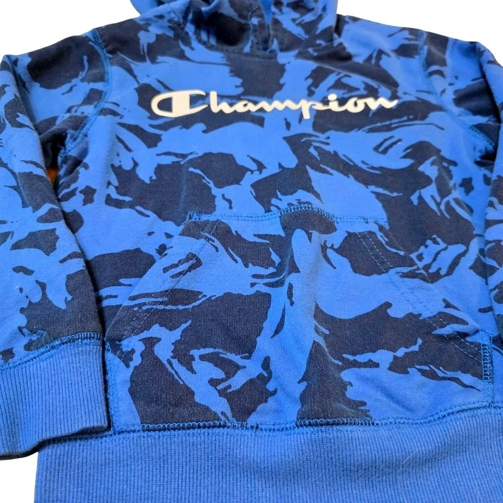 Champion Kids Blue‎ Camo Pullover Hoodie Sweatshirt Athletic Apparel Sz 6